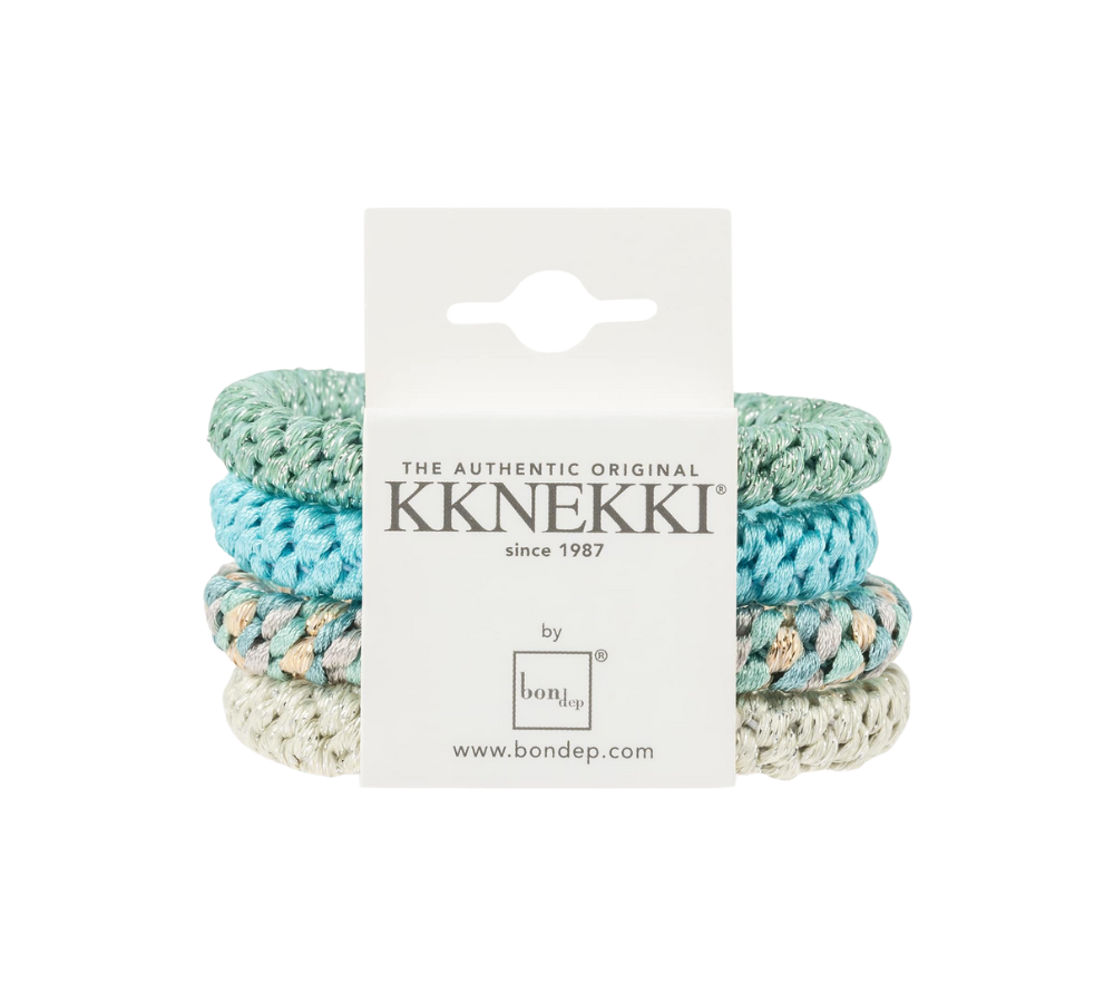 Kknekki hårelastikker, turquise glitter mix - 4 stk.